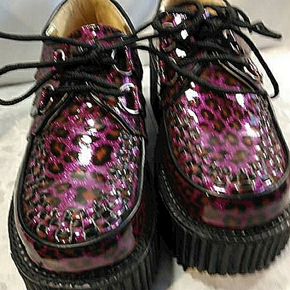 Demonia Shoes Host Pick Demonia Purple Sparkle Leopard Print Platform Creepers Poshmark